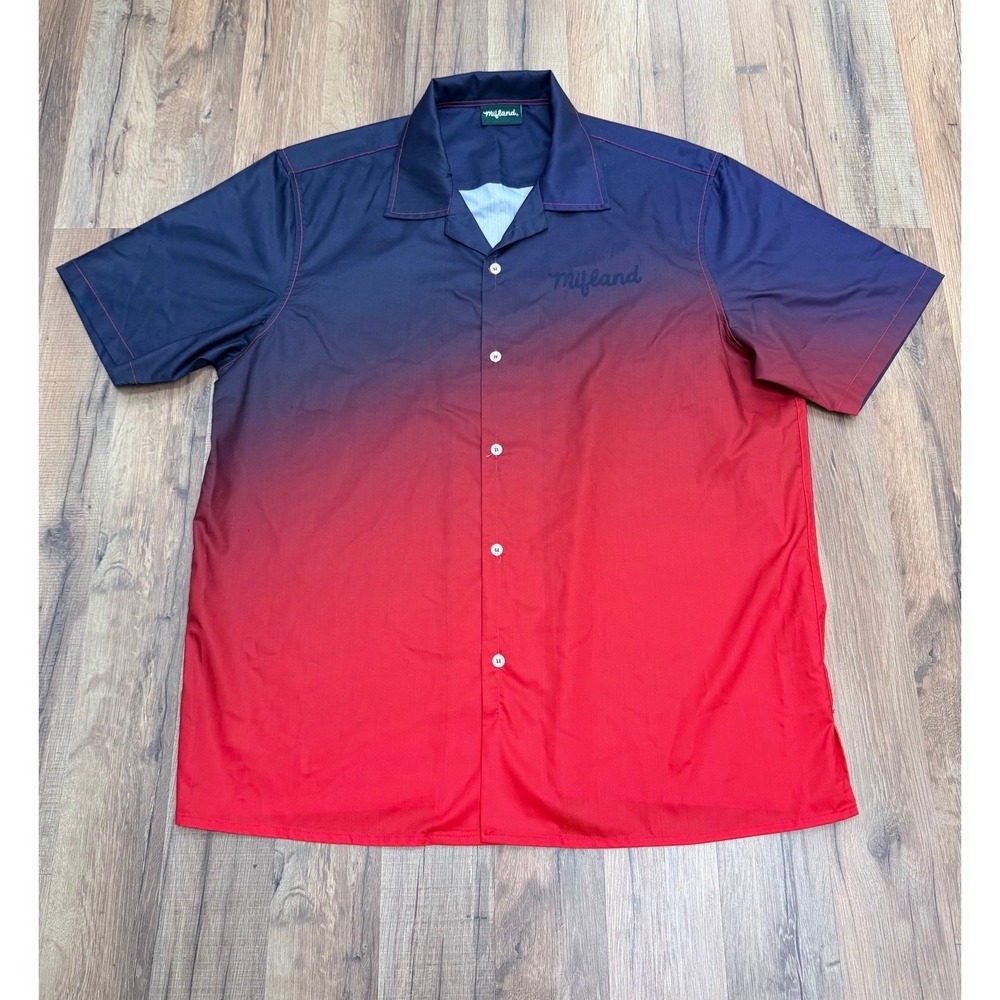 Mifland ombre button shirt blue red‎ gradient short sleeve size L